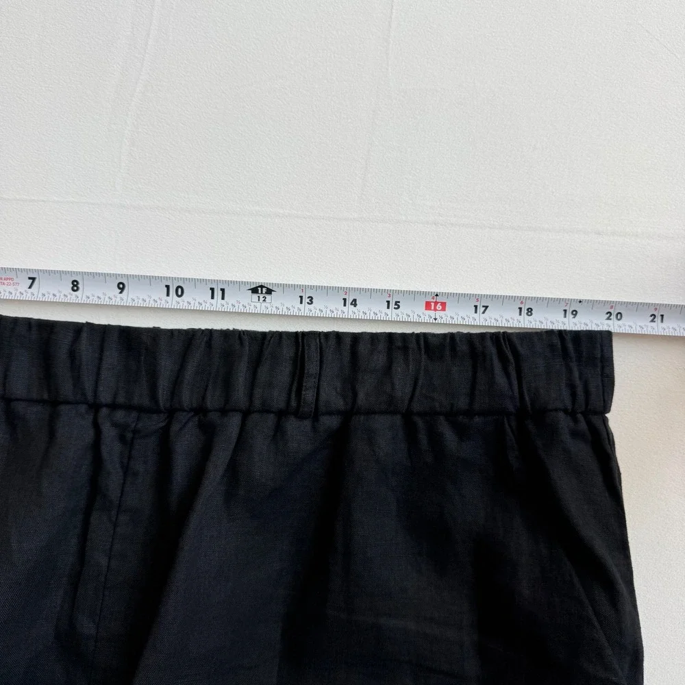 Quince Black 100% European Linen Pants 2X Elastic Waist breathable lightweight